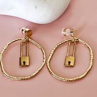 Image 2 of Organic Oval and Lock One of a Kind Earrings