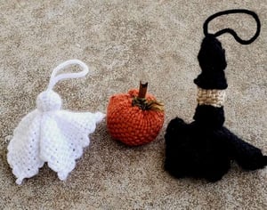 Image of Halloween Ornament Trio, handwoven