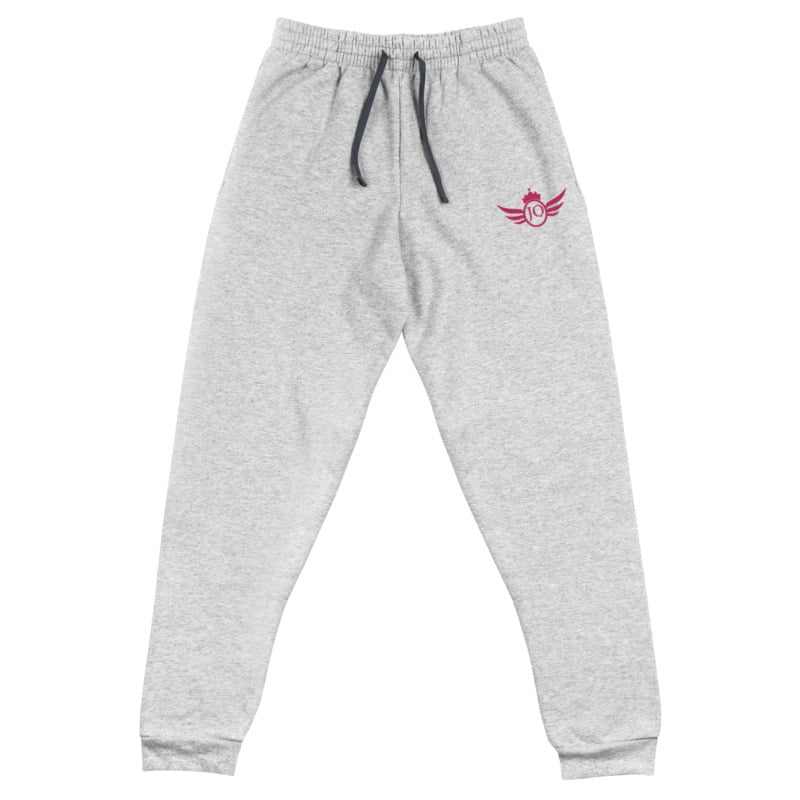 grey and pink joggers