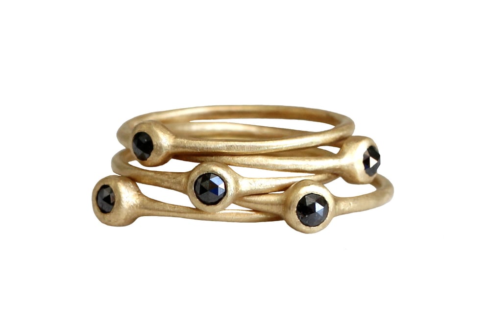 Image of Black diamond stacking rings. Connect the dots. Pie.