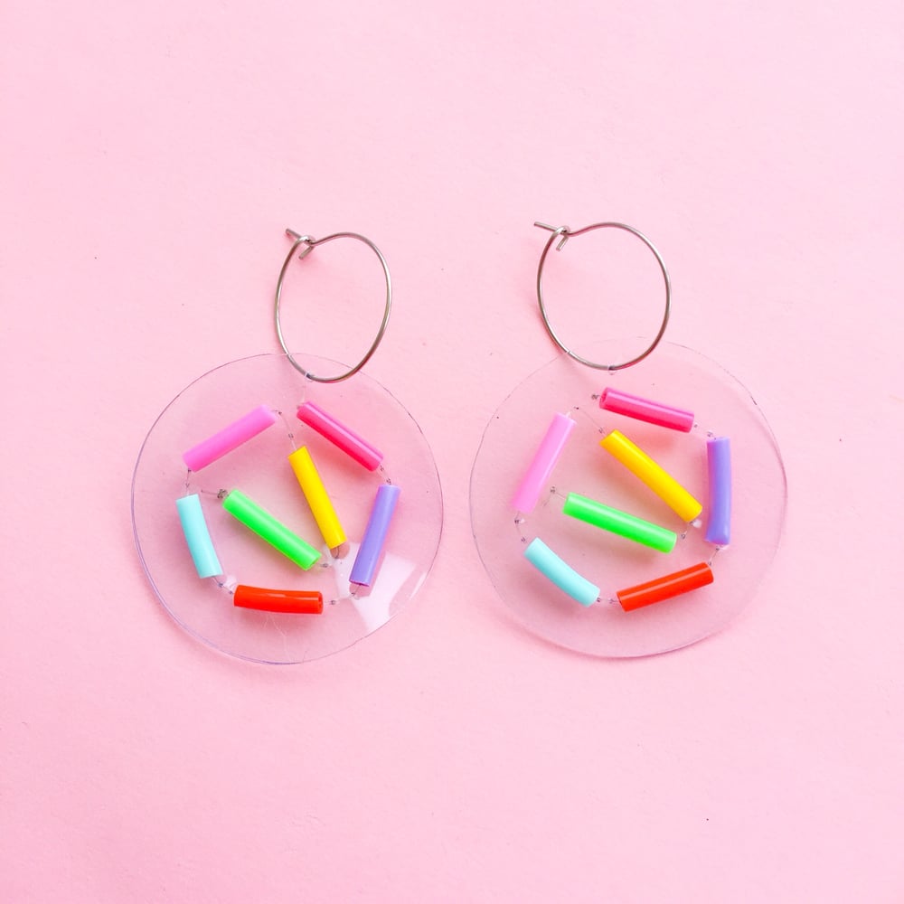 Image of Confetti hoops and wiggles confetti studs