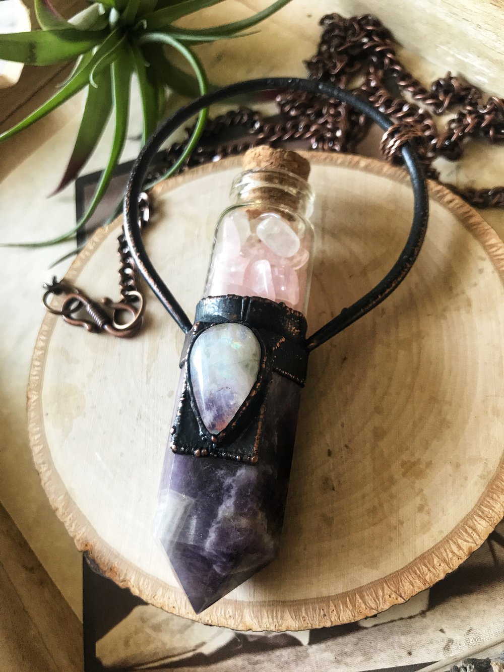 Chevron Amethyst with Moonstone Talisman