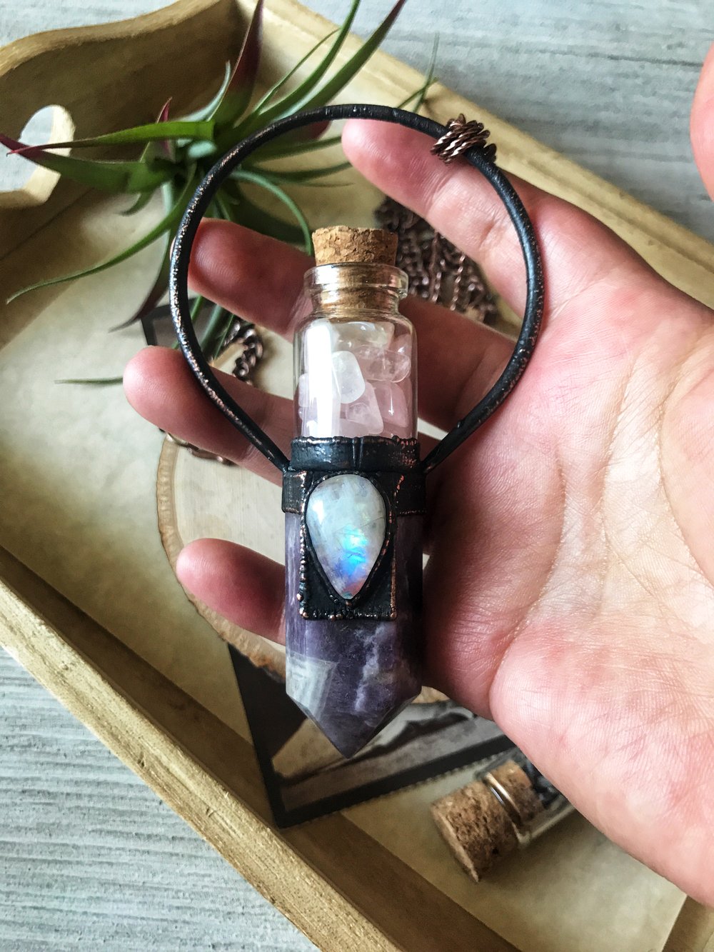 Chevron Amethyst with Moonstone Talisman