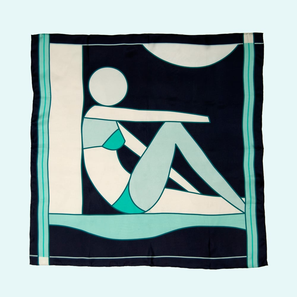 Image of 'UNDERNEATH THE FLOW' - Silk Twill Scarf, 90 x 90cm