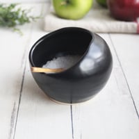 Image 5 of Salt Cellar in Satin Black Glaze, Handcrafted Salt Pig, Made in USA