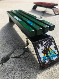 Image 3 of Metal bench combo w/ wood top