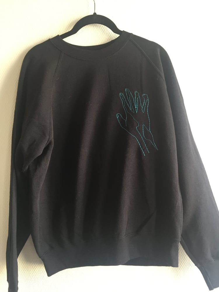 Image of HAND EMBROIDERED black sweatshirt n°90