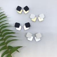 Náušnice Double mini mirror sque mat 