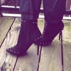 "Kenya" Black and Purple studded pointy toe Stiletto booties