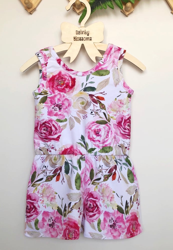 Image of Floral Jersey Romper (Size 2)
