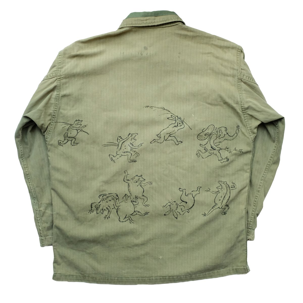 Image of 1940s Vintage M-43 HBT Jacket with Artwork/Stencil