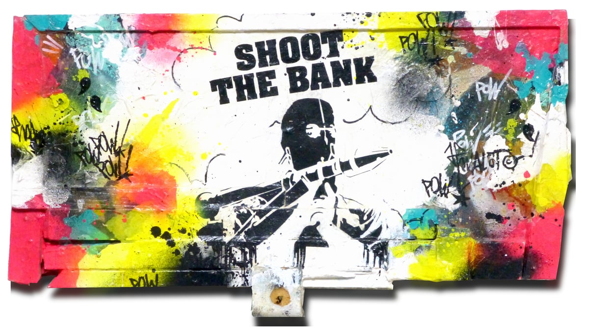 Image of Shoot The Bank on wood. 2014.