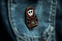 Image 3 of Matryoshka Day of the Dead Sugar Skull Doll Enamel Pin 