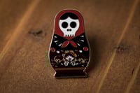 Image 2 of Matryoshka Day of the Dead Sugar Skull Doll Enamel Pin