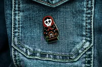 Image 1 of Matryoshka Day of the Dead Sugar Skull Doll Enamel Pin