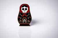 Image 4 of Matryoshka Day of the Dead Sugar Skull Doll Enamel Pin 