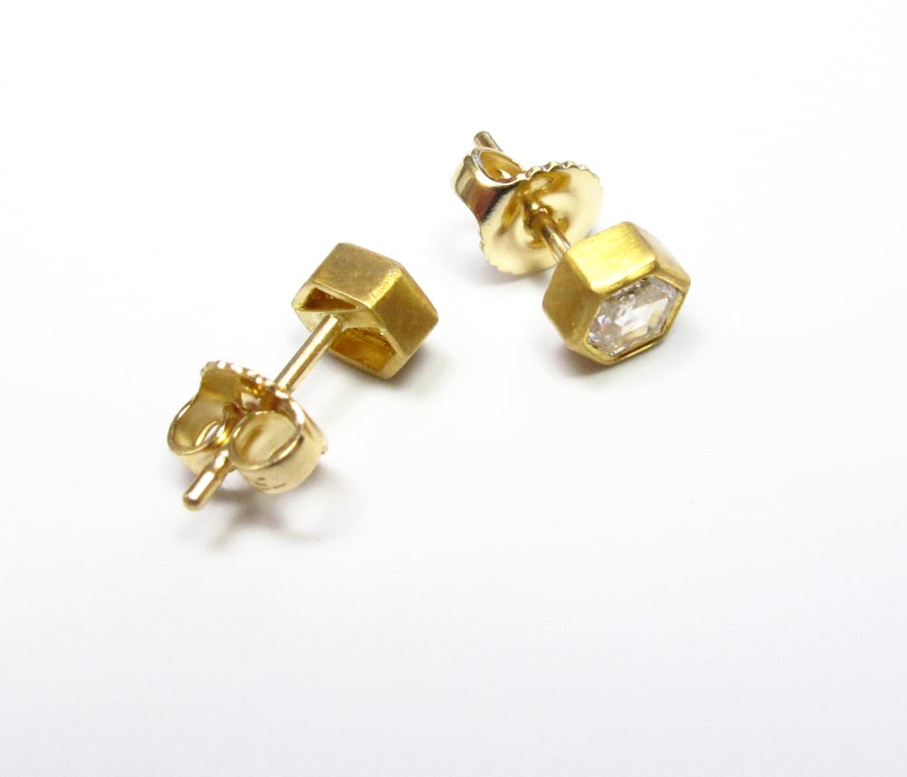Image of Hexagonal Diamond Earrings 22K
