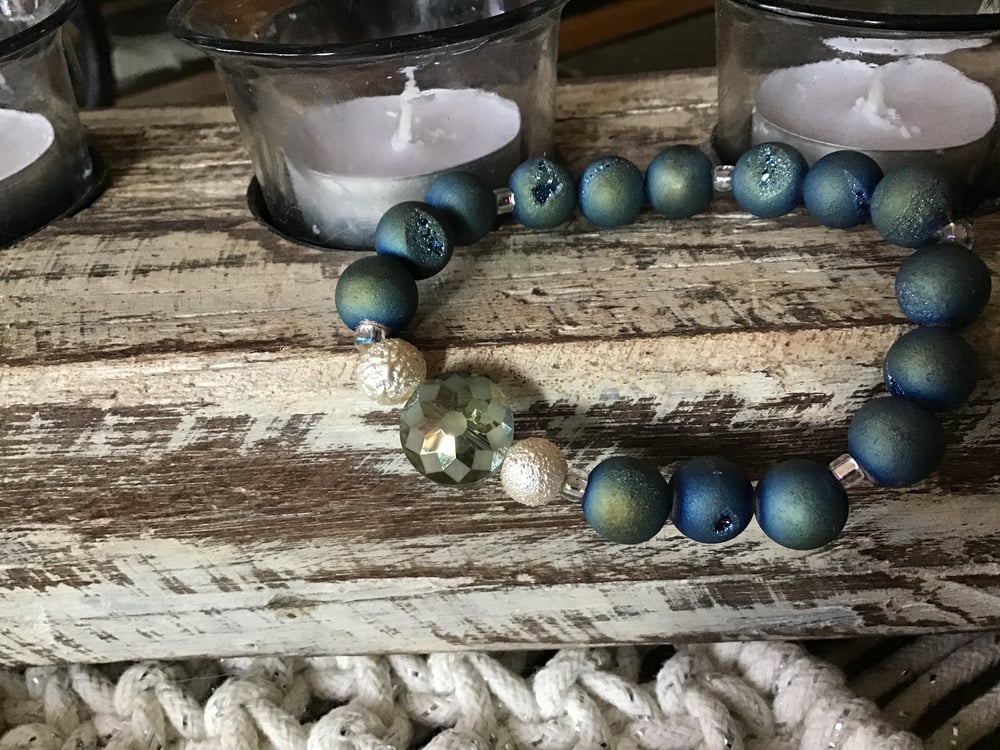Image of I’ll have a “blue Christmas” Agate Geode Bracelet 