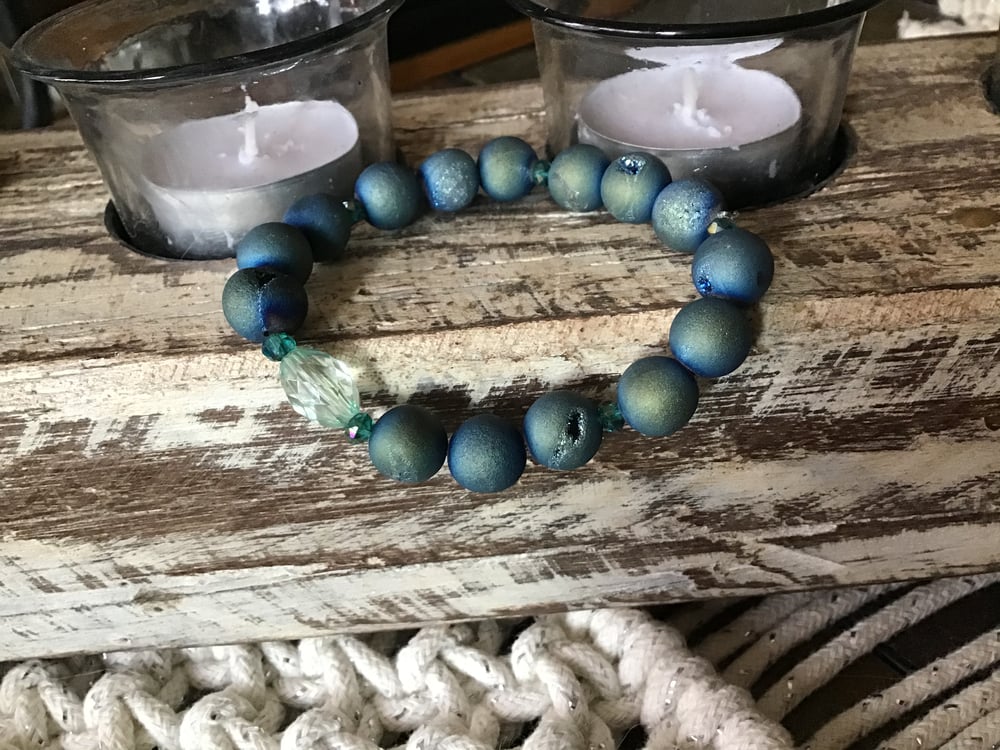 Image of I’ll have a “blue Christmas” Agate Geode Bracelet 