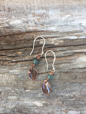 Image of Small Copper Leaf Earring 
