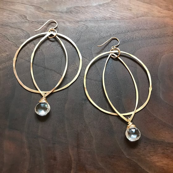 Image of Golden clear quartz Eclipse earrings