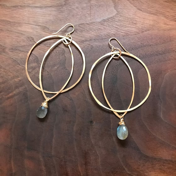 Image of Gold Eclipse Labradorite earrings