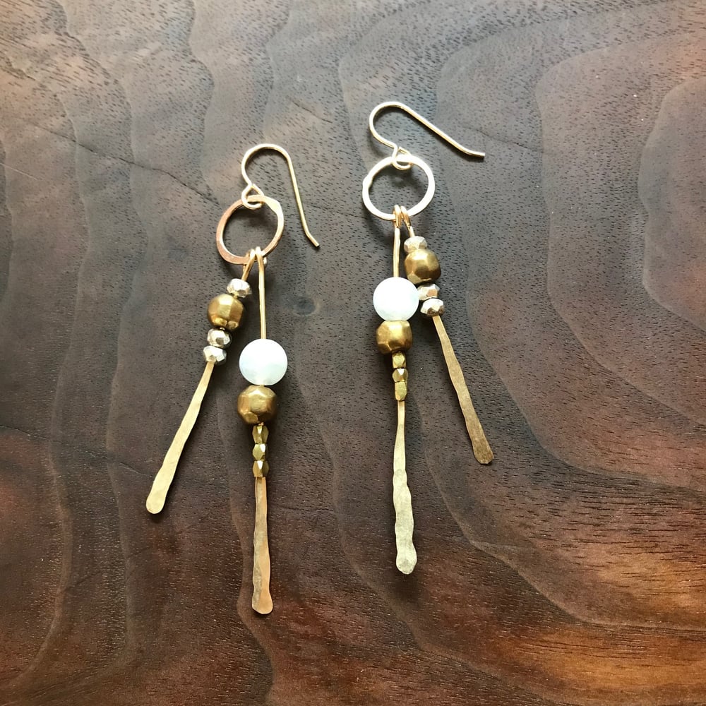 Image of Moonstones twig earrings