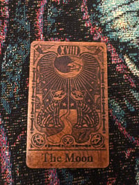 Moon - Hand-stained Wooden Halloween Tarot Card