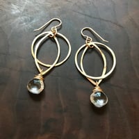 Small Gold Clear Quartz eclipse earrings