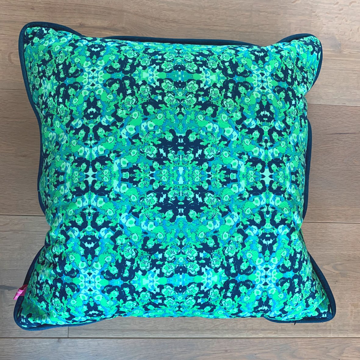 Image of Green Abstract Repeat Velvet Cushion