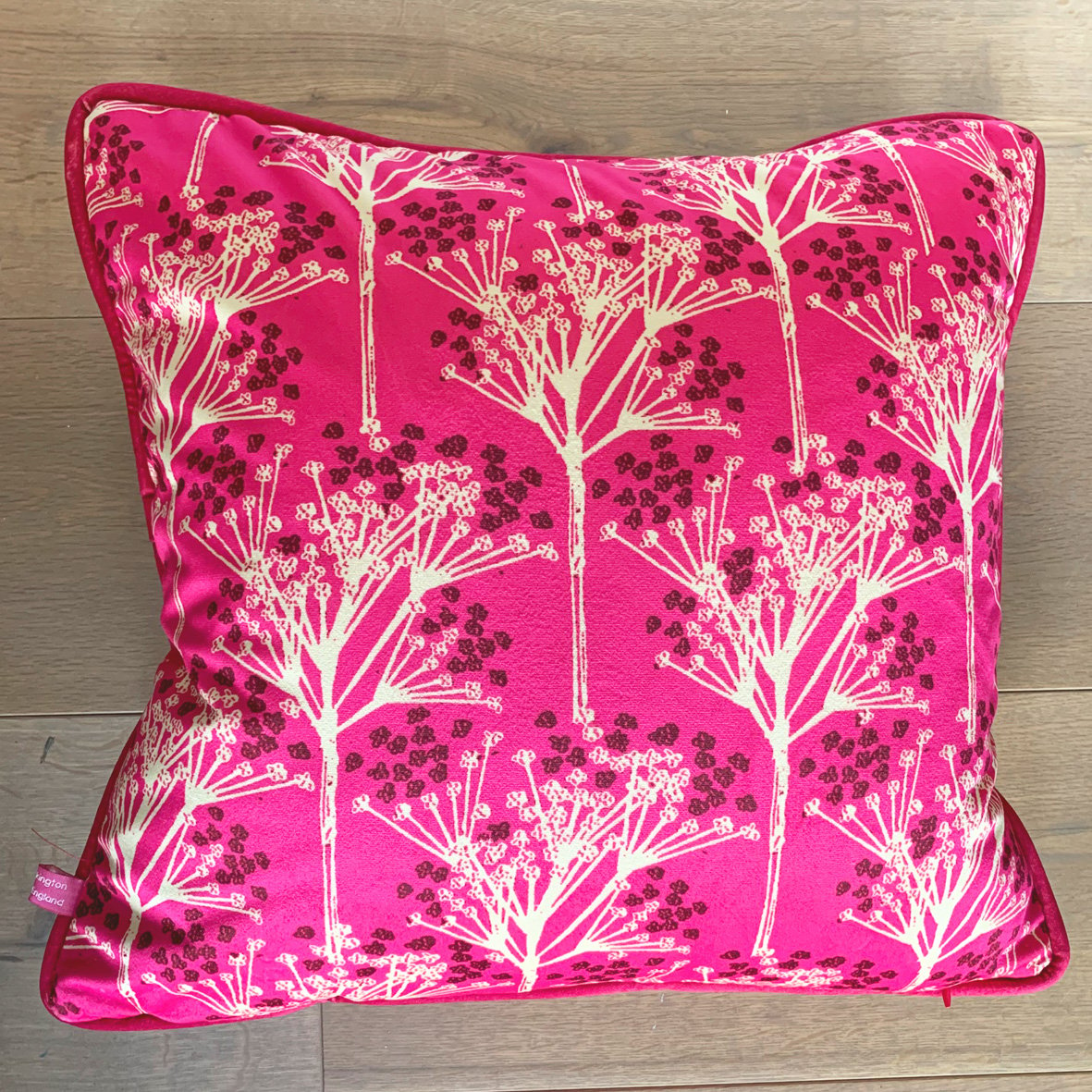 Image of Pink Sprigs Velvet Cushion