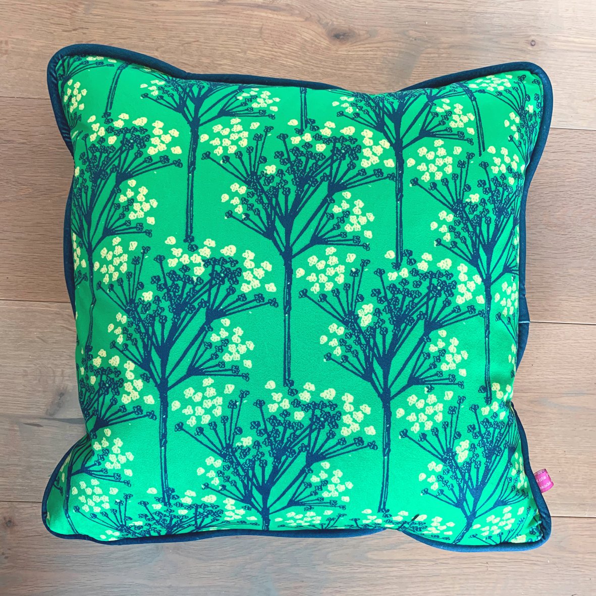 Image of Green Sprigs Velvet Cushion