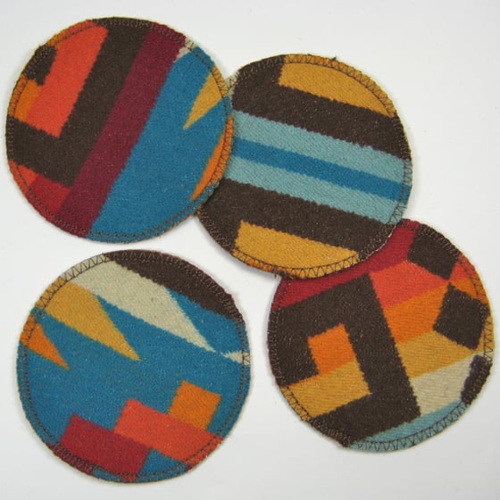 Image of Wool & Leather Coasters - Turquoise Sunset