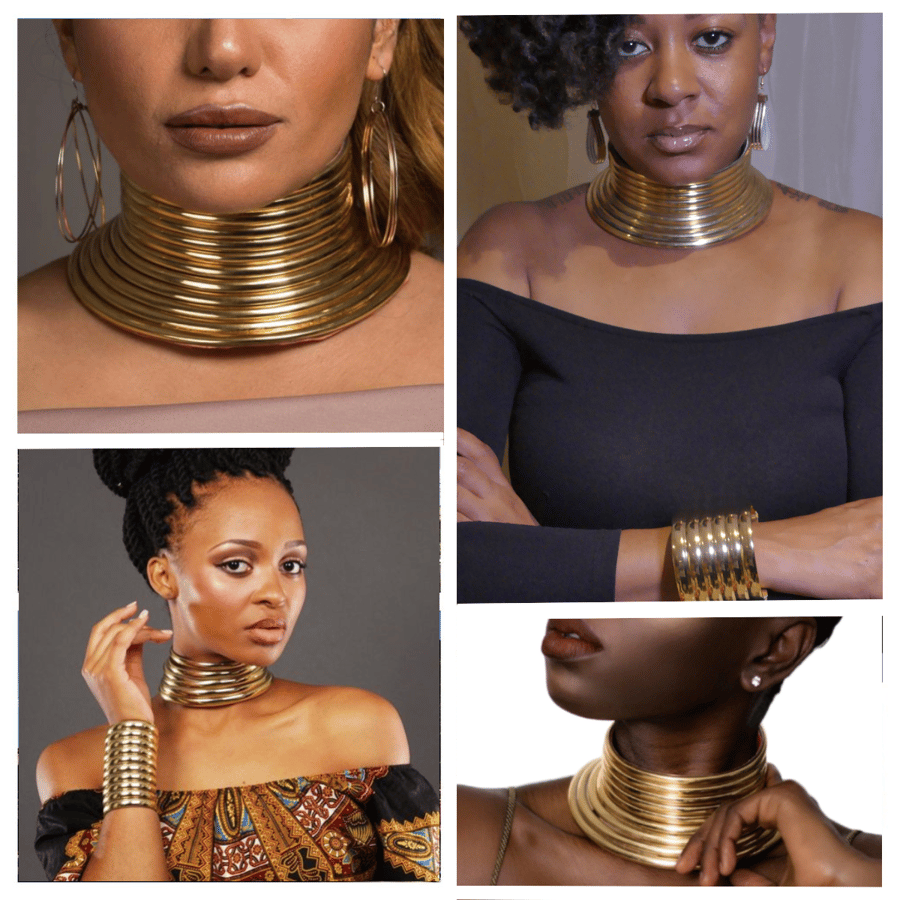 Image of African Ndebele Golden Choker 3 Pc. Set