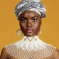 Image 1 of Traditional Lace Choker and Zulu Spear Fringed Necklace Set