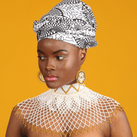 Image 2 of Traditional Lace Choker and Zulu Spear Fringed Necklace Set