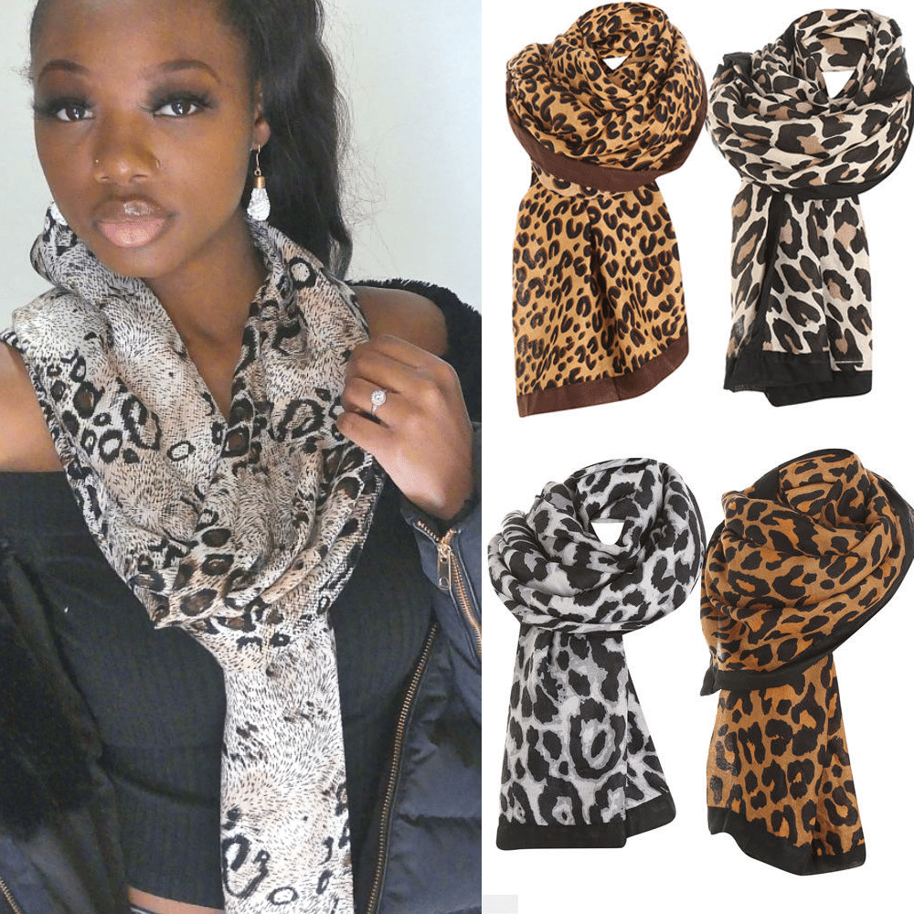 Image of Leopard Print Pashmina Scarf Shawl