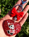 Holiday Mouse Large Heart Resin Charm Keychain