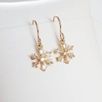Image 2 of Simple Golden Snowflake Earrings