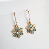Image 1 of Aqua Snowflake Earrings