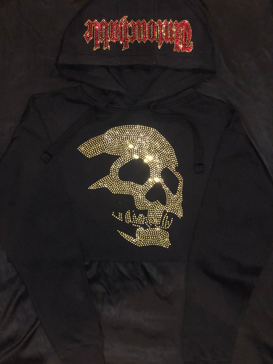 Image of Untouchable Lifestyle Skullgang Crop Hoodie black/red/gold 