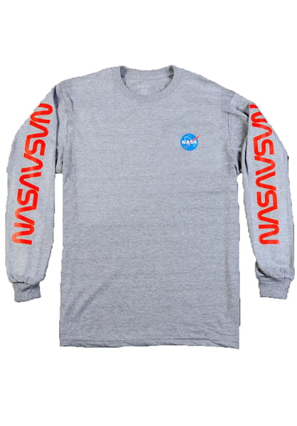 Image of Habitat NASA Worm Repeat L/S T-Shirt - Grey Heather