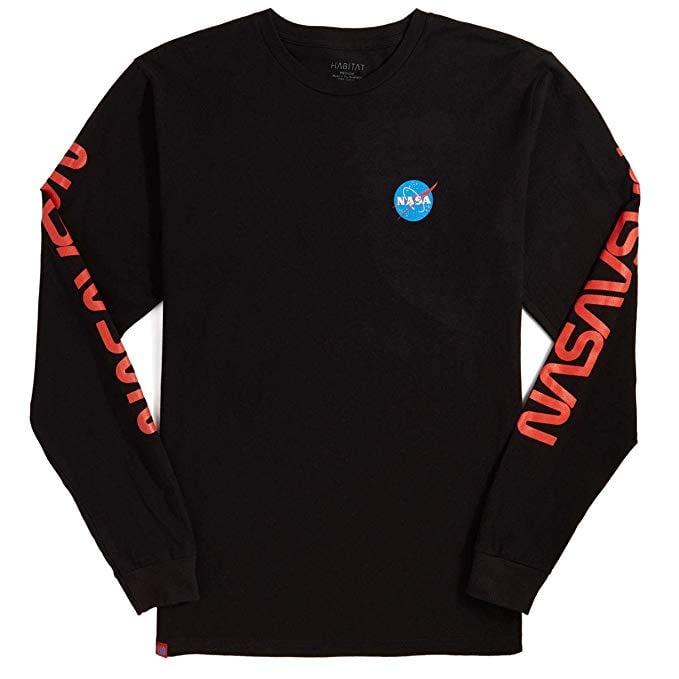Image of Habitat NASA Worm Repeat L/S T-Shirt - Black