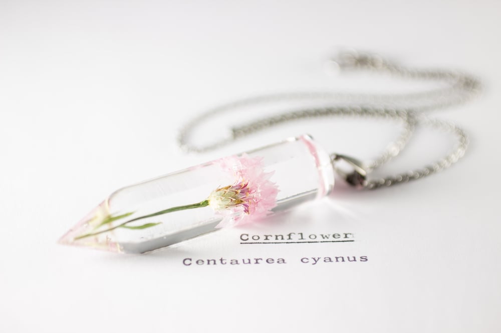 Image of Cornflower (Centaurea cyanus) - Large Crystalline Pendant #3