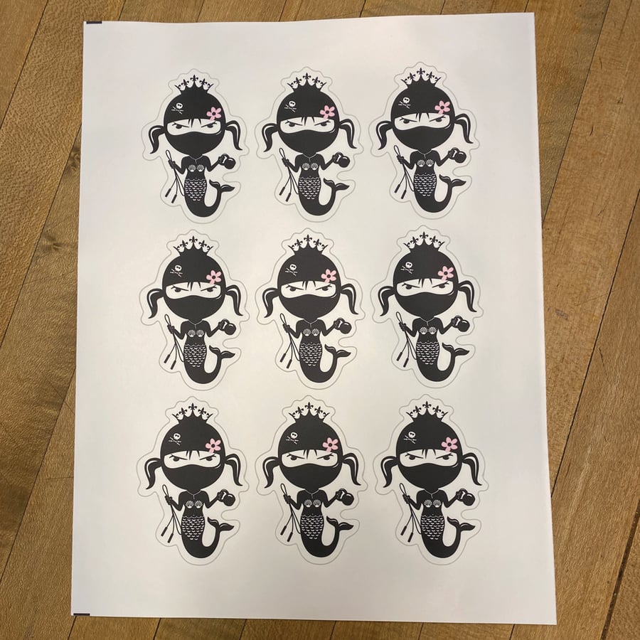 Image of Mermaid Gang 9 stickers per sheet 3" per sheet