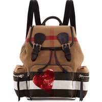 Burberry Sequin Heart Canvas Backpack