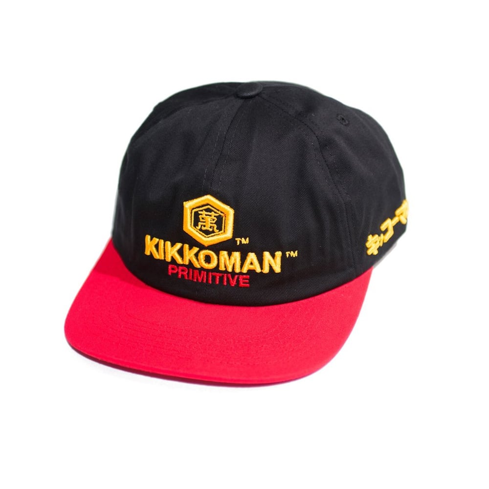 Image of PRIMITIVE x KIKKOMAN SOY SAUCE SNAPBACK CAP - RED