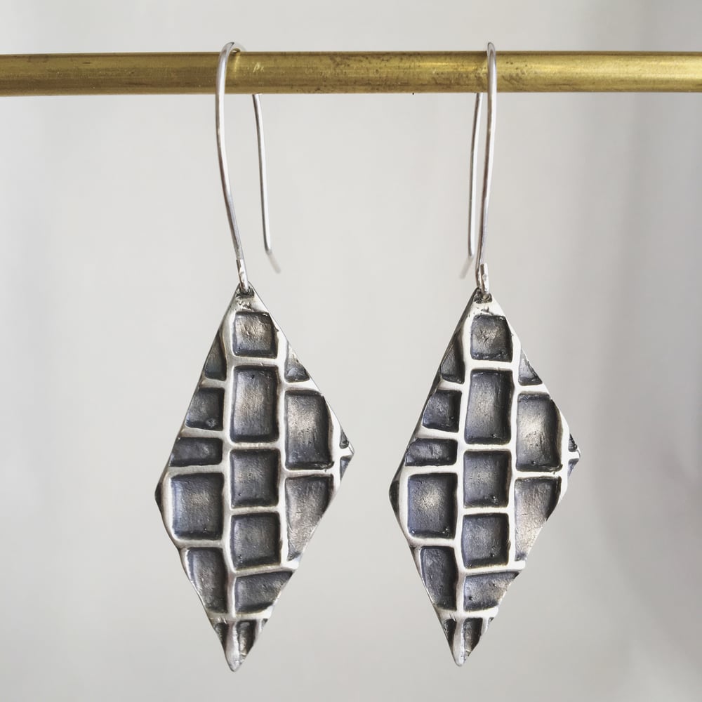 Image of Silver Hive Earrings with hooks