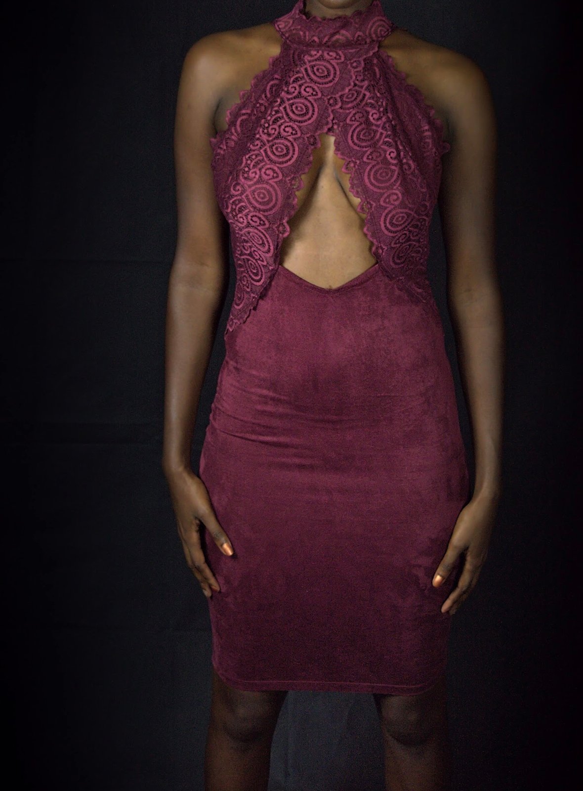 burgundy suede dress