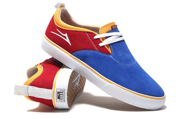 Image of LAKAI x BAKER RILEY 2 BLUE RED YELLOW SUEDE SHOES
